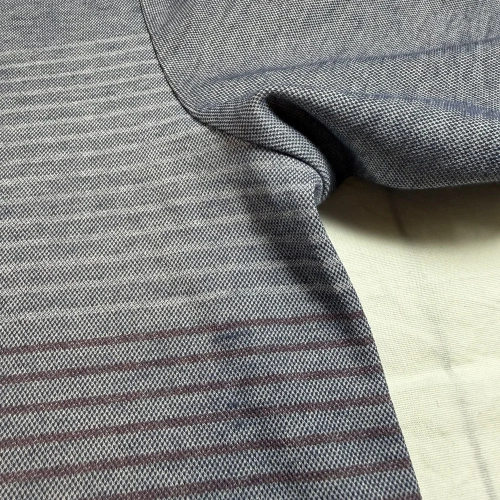 Travis Mathew Men's Polo Performance Blue-Gray Subtle Horizontal Stripes Logo M - Picture 13 of 14